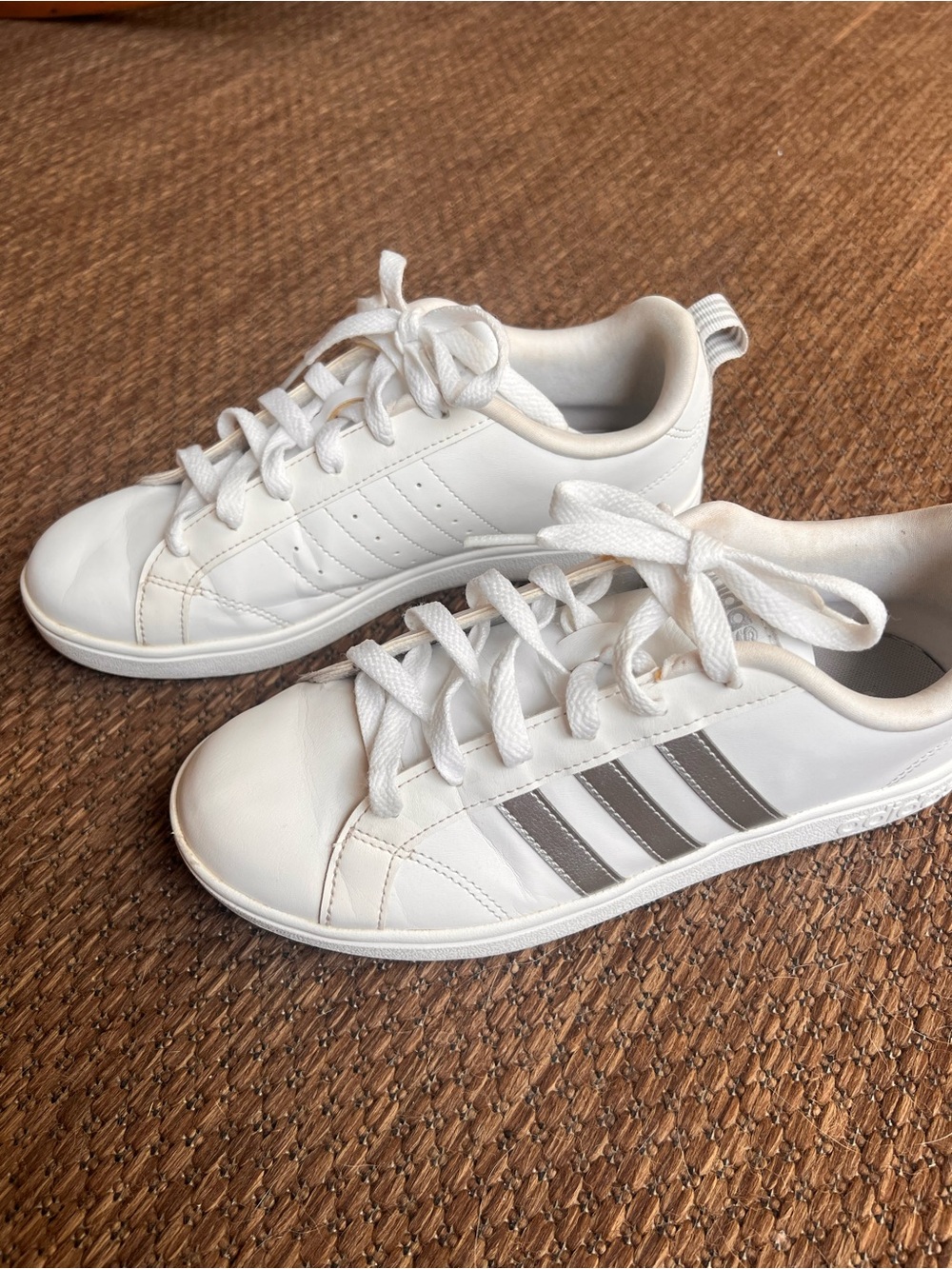 adidas VS Advantage White Silver Sneakers Women’s Size 7